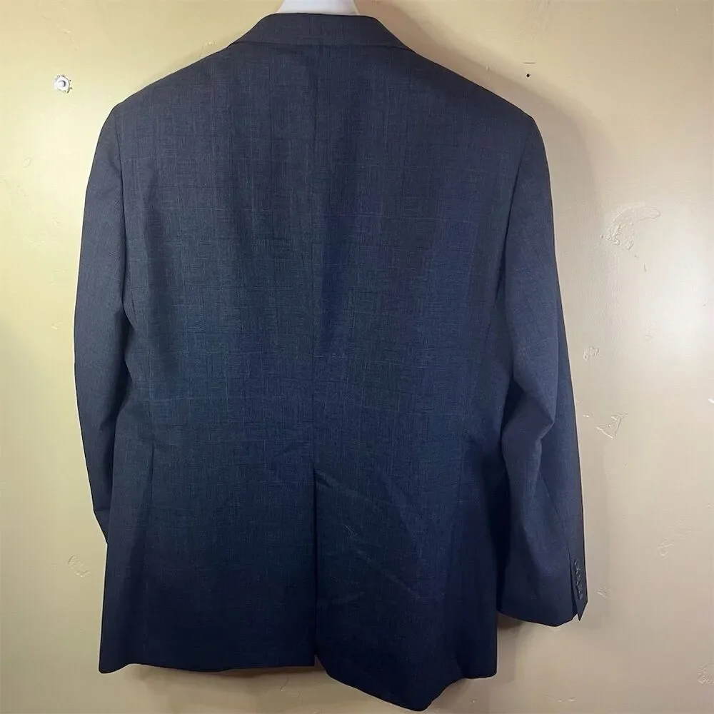 Paul Stuart Wool Gray Men's Check Wool Sport Coat‎ Blazer Size 41/35 Formal Work